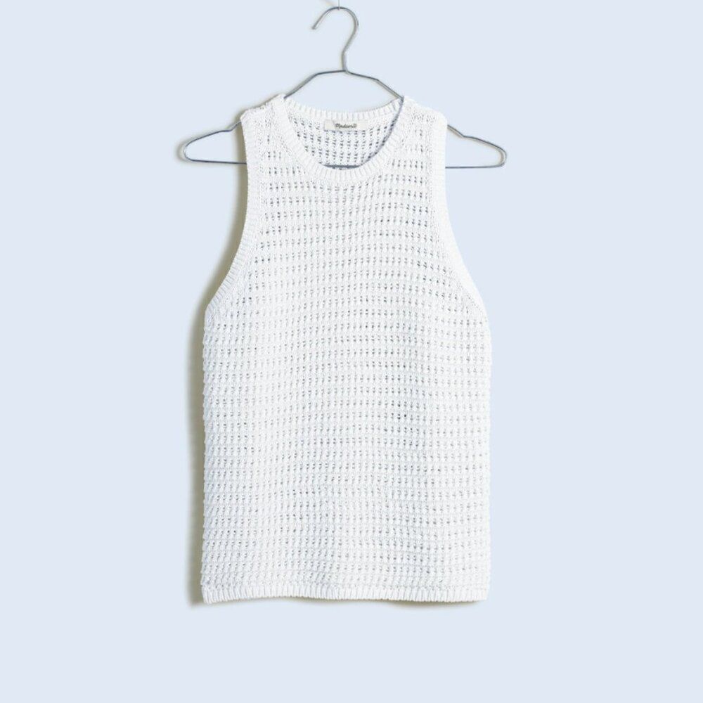 Madewell White Crochet Knit Tank Sweater